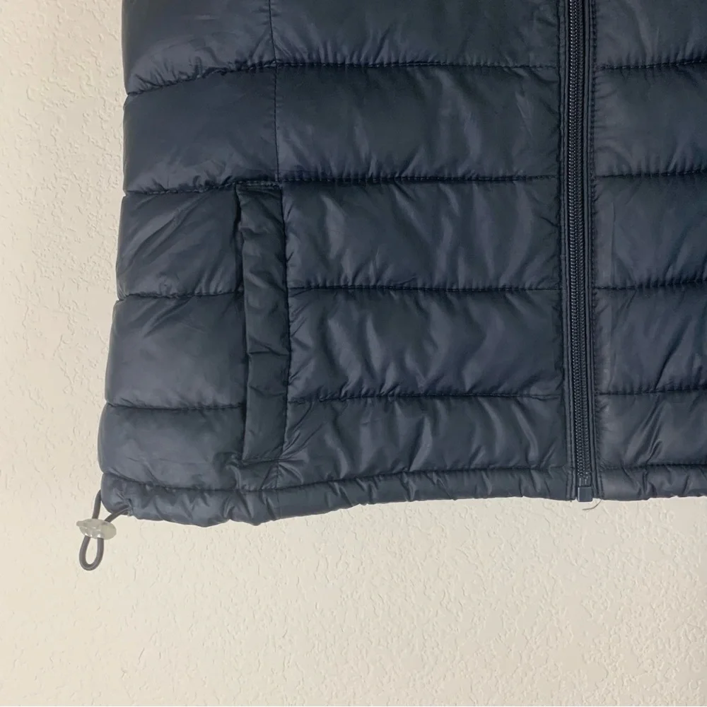 Hollister Womens navy full zip hooded puffer vest M